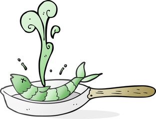cartoon frying fish