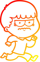 Obraz premium warm gradient line drawing cartoon angry man