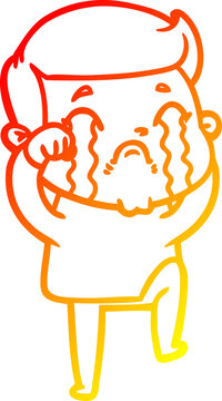 recommend clip art: warm gradient line drawing cartoon man crying