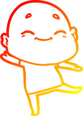 warm gradient line drawing cartoon happy bald man