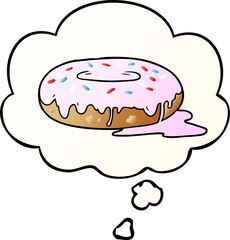 cartoon donut and thought bubble in smooth gradient style