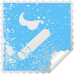 distressed square peeling sticker symbol smoking cigarette