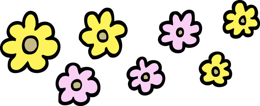 hand drawn doodle style cartoon decorative flowers