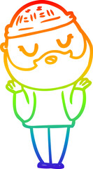 rainbow gradient line drawing cute cartoon man with beard