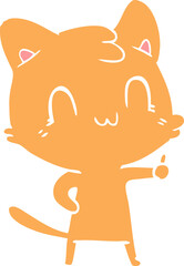 flat color style cartoon happy cat