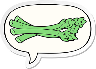 cartoon asparagus and speech bubble sticker