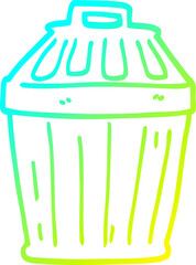 cold gradient line drawing cartoon waste bin