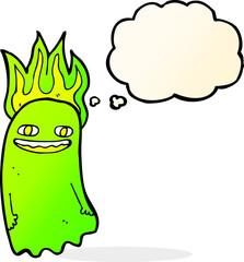 funny cartoon ghost with thought bubble