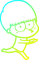 Obraz premium cold gradient line drawing nervous cartoon boy