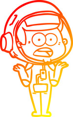 warm gradient line drawing cartoon surprised astronaut