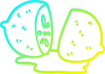 cold gradient line drawing cartoon sliced lemon