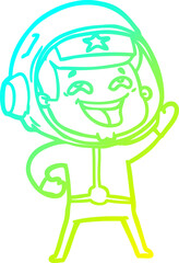 cold gradient line drawing cartoon laughing astronaut