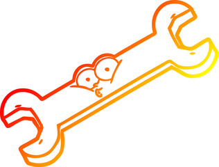 warm gradient line drawing cartoon spanner