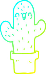 cold gradient line drawing cartoon cactus