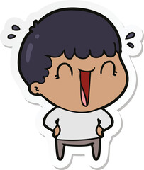 sticker of a laughing cartoon man