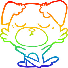 Obraz premium rainbow gradient line drawing cute cartoon dog
