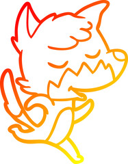 warm gradient line drawing friendly cartoon fox