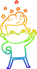 rainbow gradient line drawing cartoon excited man