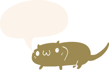 cartoon cat and speech bubble in retro style
