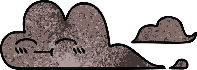 retro grunge texture cartoon storm cloud