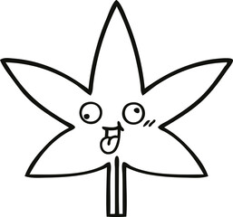 line drawing cartoon marijuana leaf