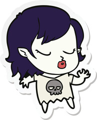 sticker of a cute cartoon vampire girl