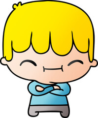 gradient cartoon of kawaii cute boy