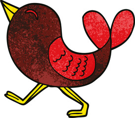 cartoon doodle red bird