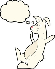 Fototapeta premium cartoon white rabbit with thought bubble