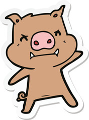 sticker of a angry cartoon pig