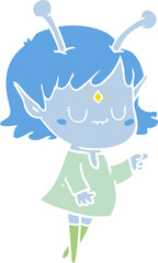 flat color style cartoon alien girl