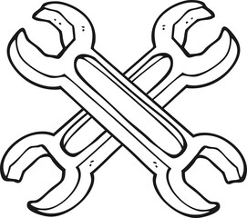 black and white cartoon spanners