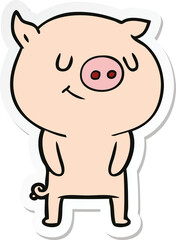 sticker of a happy cartoon pig