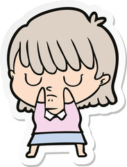 sticker of a cartoon woman