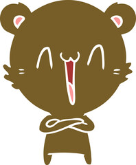 happy bear flat color style cartoon