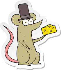 sticker of a cartoon mouse with cheese