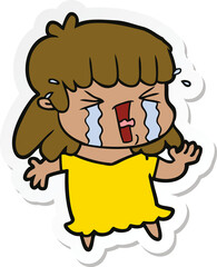 sticker of a cartoon woman in tears
