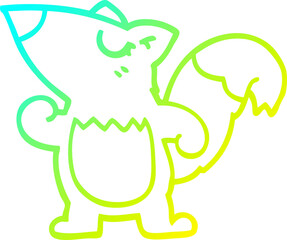 cold gradient line drawing cartoon squirrel