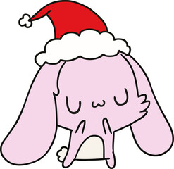 christmas cartoon of kawaii rabbit