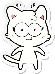 sticker of a cartoon surprised cat