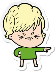 sticker of a cartoon frustrated woman