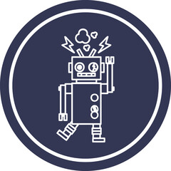 malfunctioning robot circular icon