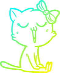 cold gradient line drawing cartoon cat