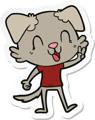 sticker of a laughing cartoon dog