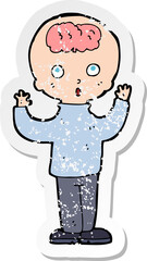 retro distressed sticker of a cartoon genius