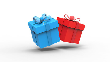 gift box angle view with shadow 3d render