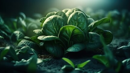 Obraz premium Beautiful organic background made of freshly picked Spinach. Generative AI.