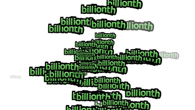 animated video scattered with the words BILLIONTH on a white background