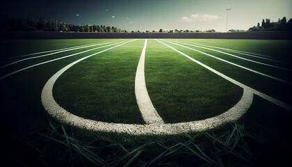 Sport Empty football soccer field Ai generated image
