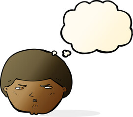 cartoon annoyed man with thought bubble